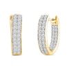 Thumbnail Image 1 of 2.03 CT. T.W. Diamond Double Row Inside-Out Hoop Earrings in 14K Gold