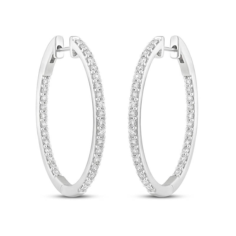 2.03 CT. T.W. Diamond Inside-Out Hoop Earrings in 14K Gold|Peoples Jewellers
