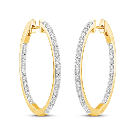 2.03 CT. T.W. Diamond Inside-Out Hoop Earrings in 14K Gold