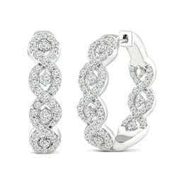 2.03 CT. T.W. Diamond Twist Inside-Out Hoop Earrings in 14K White Gold