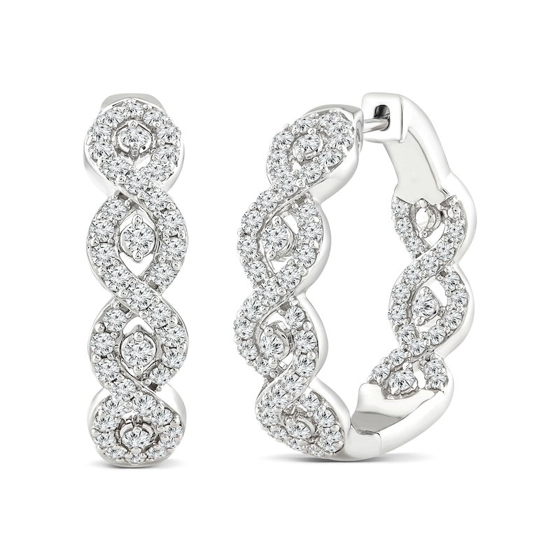 2.03 CT. T.W. Diamond Twist Inside-Out Hoop Earrings in 14K Gold|Peoples Jewellers