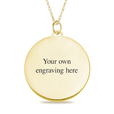 Medium Engravable Photo Diamond-Cut Edge Medallion Pendant in 10K White, Yellow, or Rose Gold (1 Image and 3 Lines)