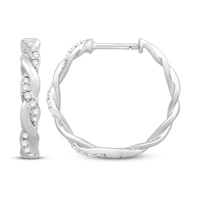 Circle of Gratitude® Collection CT. T.W. Diamond and Polished Twist Hoop Earrings in Sterling Silver