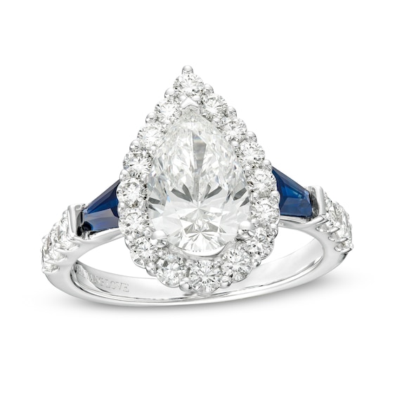 Vera Wang Love Collection 2.15 CT. T.W. Pear-Shaped Certified Lab-Created Diamond Frame Engagement Ring in 14K White Gold (F/VS2)