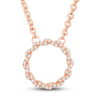 Circle of Gratitude® Collection 0.12 CT. T.W. Diamond Small Twist Necklace in 10K Rose Gold – 19"