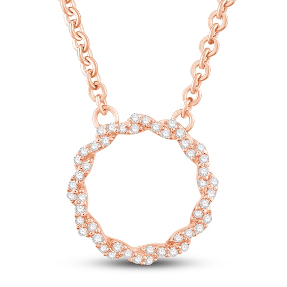 Circle of Gratitude® Collection 0.12 CT. T.W. Diamond Small Twist Necklace in 10K Rose Gold – 19"