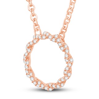 Circle of Gratitude® Collection 0.12 CT. T.W. Diamond Small Twist Necklace in 10K Rose Gold – 19"