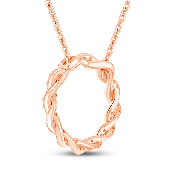 Circle of Gratitude® Collection 0.12 CT. T.W. Diamond Small Twist Necklace in 10K Rose Gold – 19"