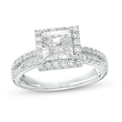 TRUE Lab-Created Diamonds by Vera Wang Love 1.95 CT. T.W. Square Frame Engagement Ring in 14K White Gold (F/VS2)