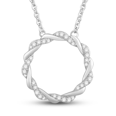 Circle of Gratitude® Collection 0.23 CT. T.W. Diamond and Polished Twist Necklace in 10K Gold – 19