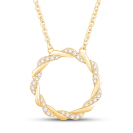 Circle of Gratitude® Collection 0.23 CT. T.W. Diamond and Polished Twist Necklace in 10K Gold – 19&quot;