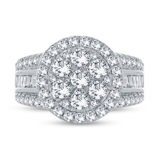 2.00 CT. T.W. Multi-Diamond Frame Triple Row Ring in 14K White Gold