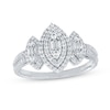 Thumbnail Image 0 of 0.50 CT. T.W. Marquise-Shaped Multi-Diamond Double Frame Split Shank Trio Ring in 14K White Gold