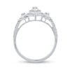 Thumbnail Image 1 of 0.50 CT. T.W. Marquise-Shaped Multi-Diamond Double Frame Split Shank Trio Ring in 14K White Gold