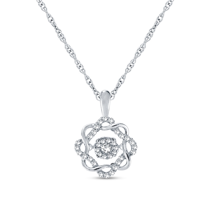 0.20 CT. T.W. Diamond Frame Intertwined Swirl Pendant in 10K White Gold|Peoples Jewellers