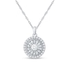 Thumbnail Image 0 of 0.50 CT. T.W. Baguette and Round Diamond Double Frame Pendant in 10K White Gold