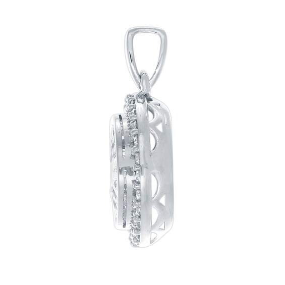 0.50 CT. T.W. Baguette and Round Diamond Double Frame Pendant in 10K White Gold