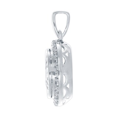 0.50 CT. T.W. Baguette and Round Diamond Double Frame Pendant in 14K White Gold