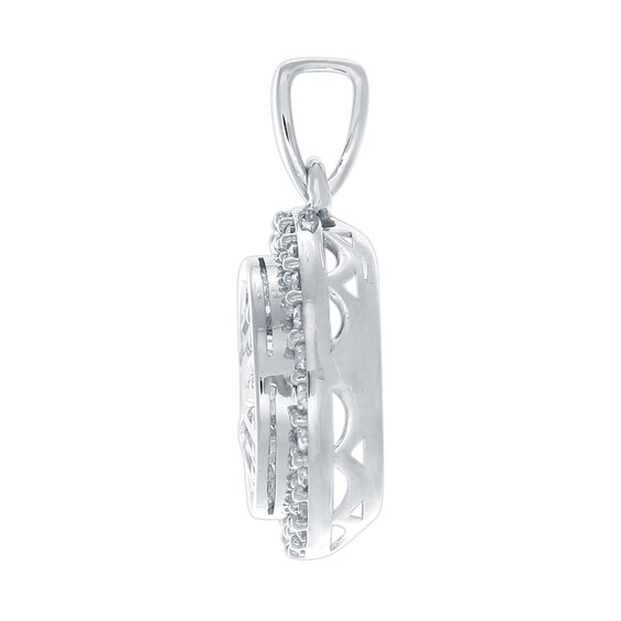 0.50 CT. T.W. Baguette and Round Diamond Double Frame Pendant in 14K White Gold