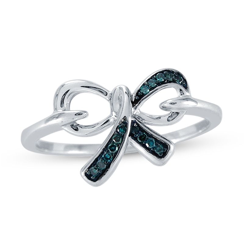 0.05 CT. T.W. Blue Diamond Bow Ring in Sterling Silver|Peoples Jewellers