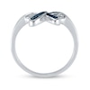 Thumbnail Image 1 of 0.05 CT. T.W. Blue Diamond Bow Ring in Sterling Silver