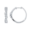 Thumbnail Image 0 of 1.00 CT. T.W. Baguette and Round Diamond Trio Twist Hoop Earrings in 10K White Gold