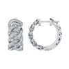 Thumbnail Image 0 of 0.20 CT. T.W. Diamond Cuban Chain Link Hoop Earrings in Sterling Silver