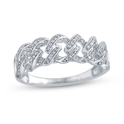 0.22 CT. T.W. Cuban Chain Link Ring in Sterling Silver