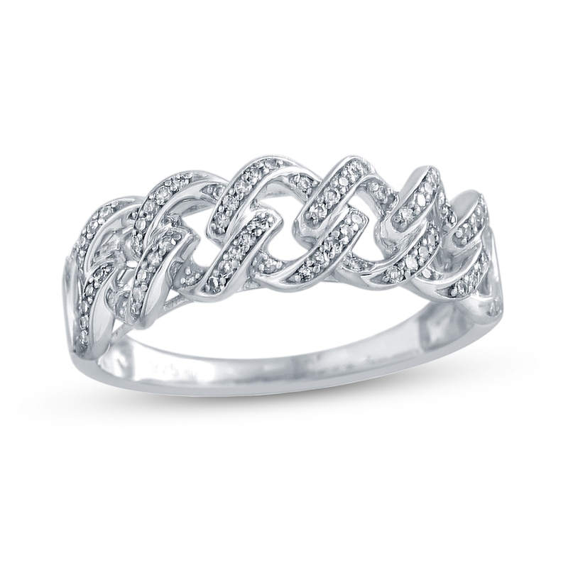 0.22 CT. T.W. Cuban Chain Link Ring in Sterling Silver|Peoples Jewellers