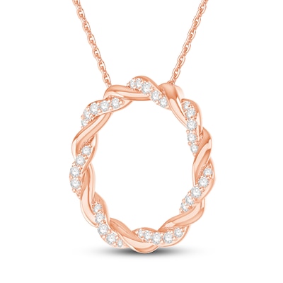 Circle of Gratitude® Collection 0.23 CT. T.W. Diamond and Polished Twist Necklace in 10K Rose Gold – 19"