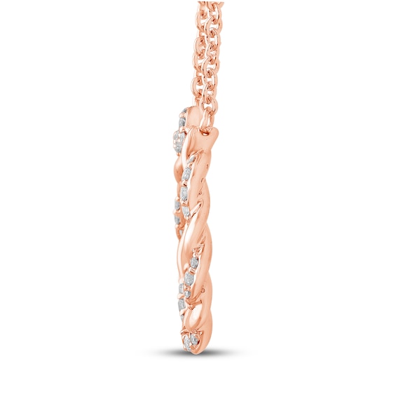 Circle of Gratitude® Collection 0.23 CT. T.W. Diamond and Polished Twist Necklace in 10K Rose Gold – 19"