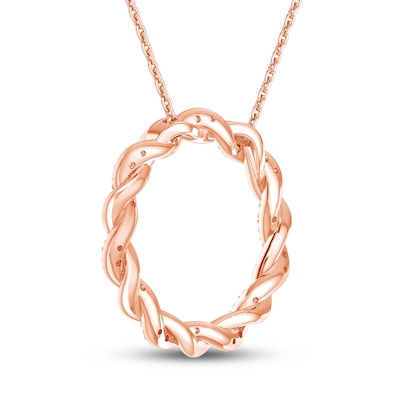 Circle of Gratitude® Collection 0.23 CT. T.W. Diamond and Polished Twist Necklace in 10K Rose Gold – 19"