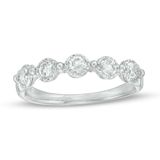 0.50 CT. T.W. Diamond Beaded Five Stone Anniversary Band in 10K Gold