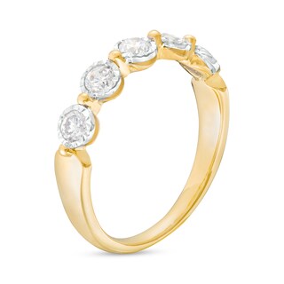 0.50 CT. T.W. Diamond Beaded Five Stone Anniversary Band in 10K Gold ...