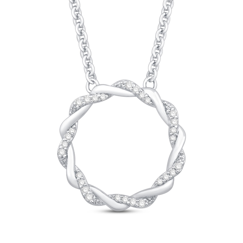 Circle of Gratitude® Collection 0.09 CT. T.W. Diamond and Polished Twist Necklace in Sterling Silver – 19"|Peoples Jewellers