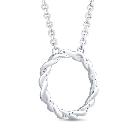 Circle of Gratitude® Collection 0.09 CT. T.W. Diamond and Polished Twist Necklace in Sterling Silver – 19"