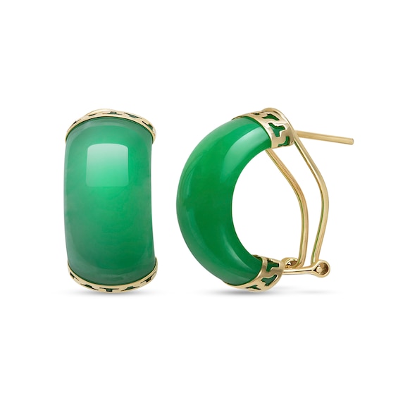 Half-Moon Dyed Jade Drop Earrings in 14K Gold