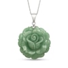 Thumbnail Image 0 of 29.0mm Carved Dyed Jade Rose Pendant in Sterling Silver