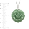 Thumbnail Image 1 of 29.0mm Carved Dyed Jade Rose Pendant in Sterling Silver