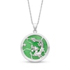 Thumbnail Image 0 of 22.0mm Dyed Jade Textured Dragon Circle Pendant in Sterling Silver