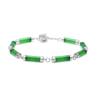 Dyed Jade Tube Link Bracelet in Sterling Silver – 7.5"