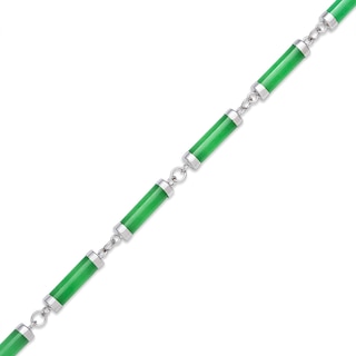 Dyed Jade Tube Link Bracelet in Sterling Silver – 7.5"