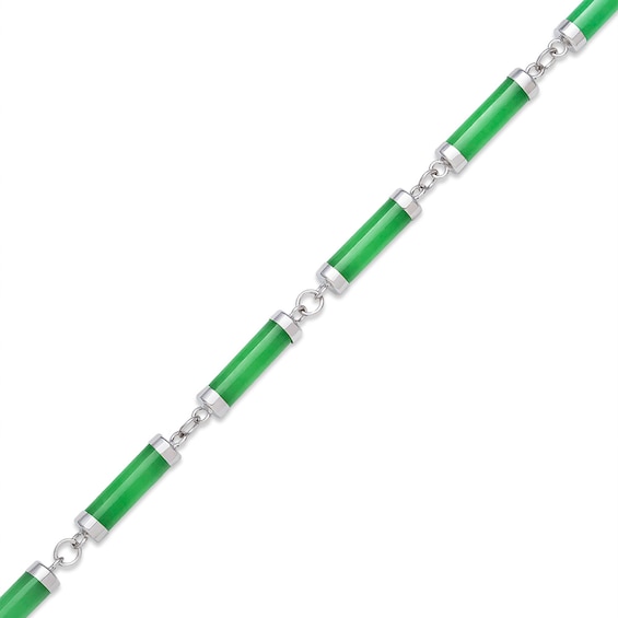 Dyed Jade Tube Link Bracelet in Sterling Silver – 7.5"