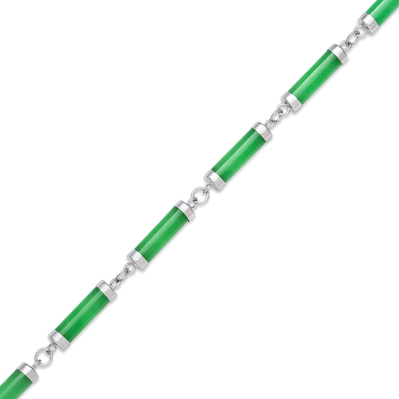 Dyed Jade Tube Link Bracelet in Sterling Silver – 7.5"|Peoples Jewellers