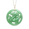 Thumbnail Image 0 of 38.0mm Carved Dyed Jade Dragon Circle Pendant in 14K Gold