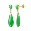 Thumbnail Image 0 of Pear-Shaped Dyed Jade Double Drop Earrings in 10K Gold