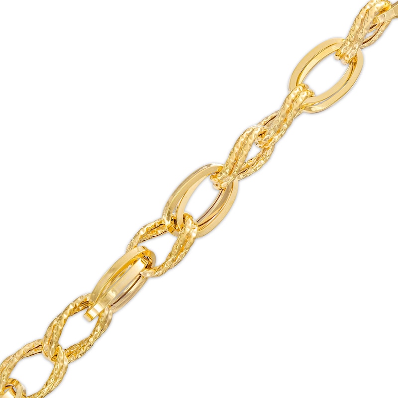 Italian Gold Diamond-Cut 5.6mm Link Chain Bracelet in Hollow 14K Gold – 7.5"