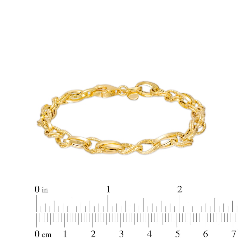 Italian Gold Diamond-Cut 5.6mm Link Chain Bracelet in Hollow 14K Gold – 7.5"