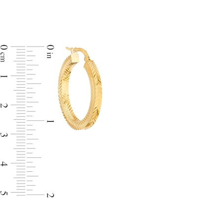 20.0mm Diamond-Cut Square Tube Hoop Earrings in 14K Gold