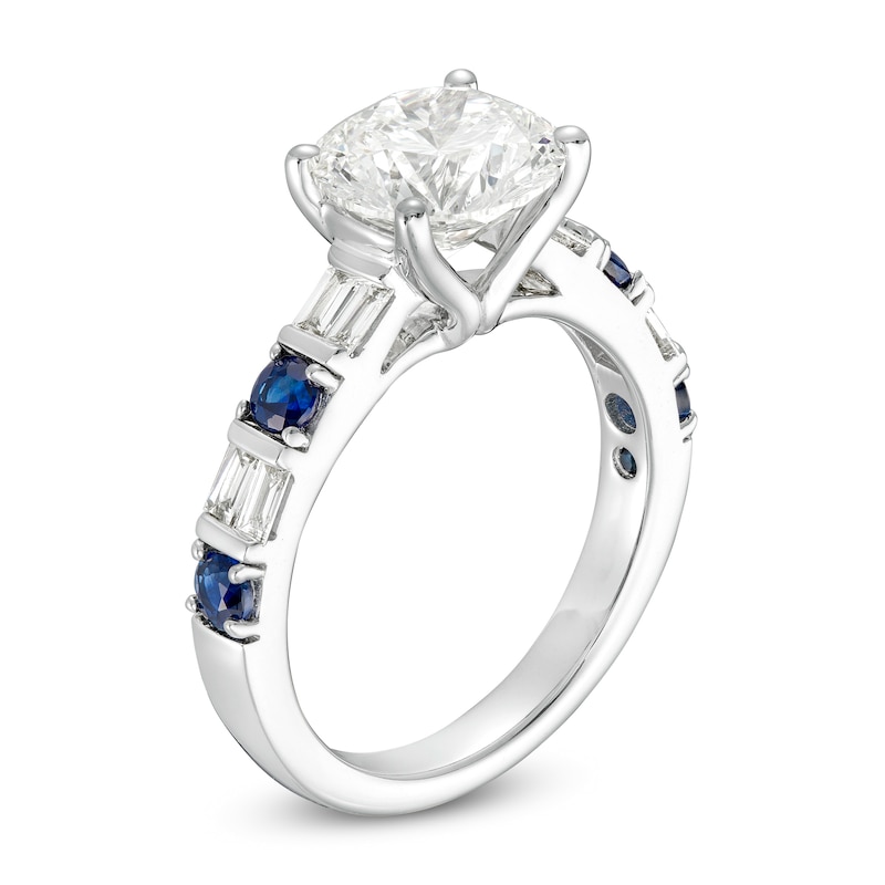 TRUE Lab-Created Diamonds by Vera Wang Love 2.68 CT. T.W. and Blue Sapphire Engagement Ring in 14K White Gold (F/VS2)|Peoples Jewellers